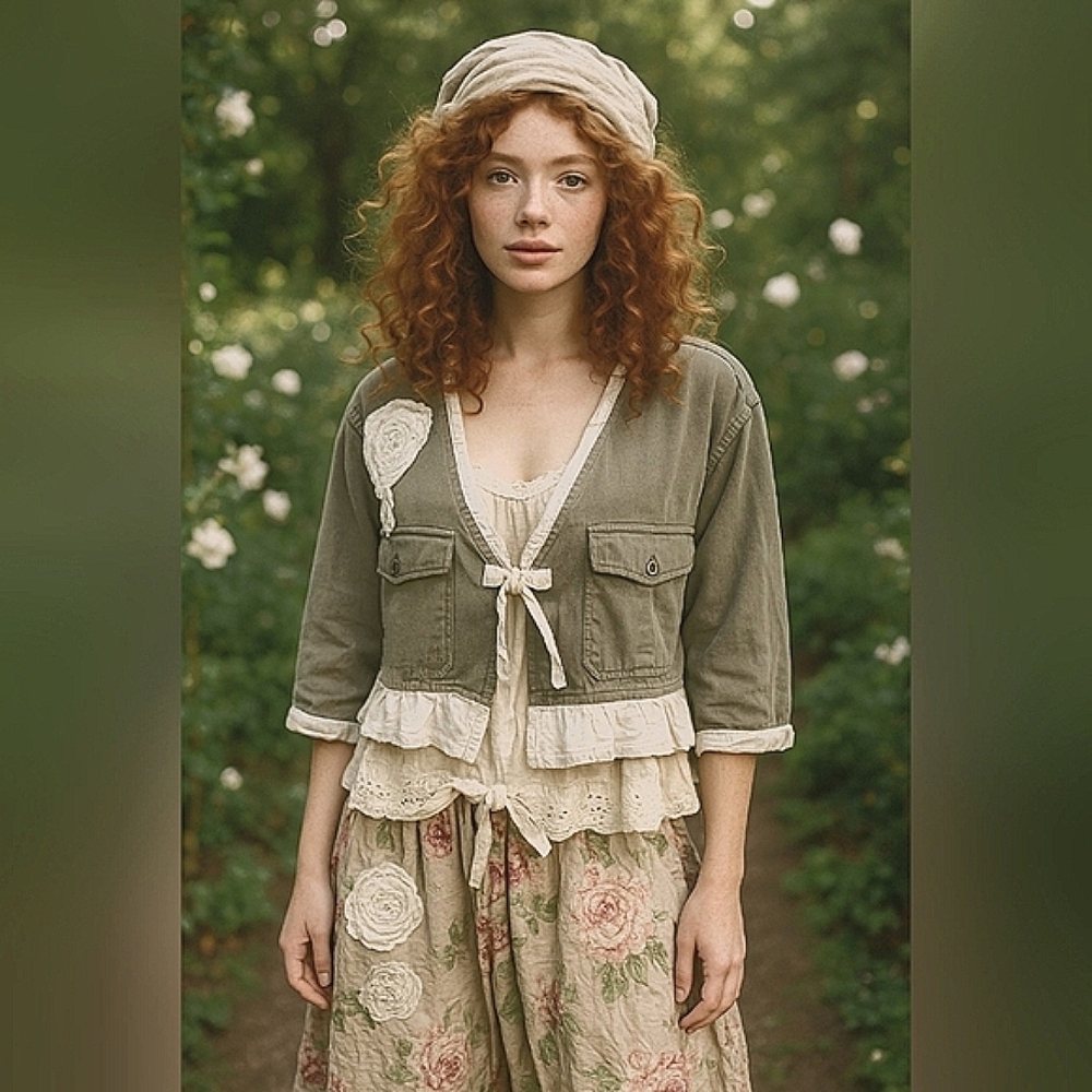 Anthropologie Horny Toad Bohemian Floral Cropped Jacket One Size